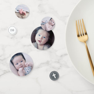 Slate Grey & White Cross - Photo - Baptism Confetti