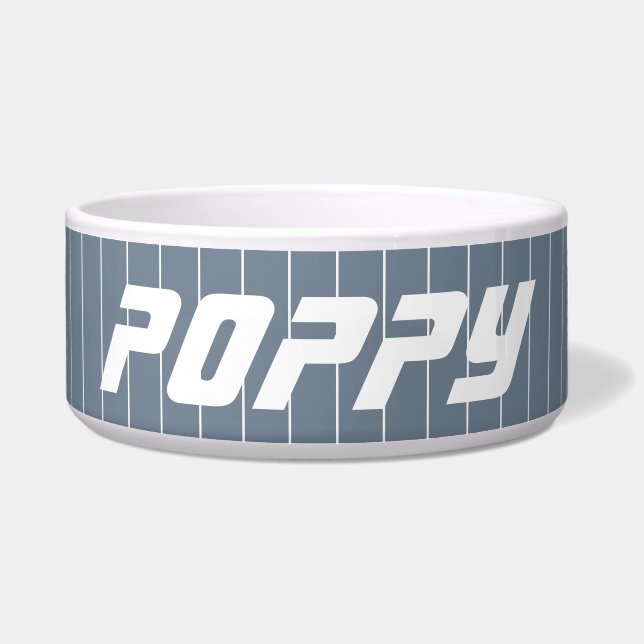 Slate Grey White Thin Vertical Striped Name (Front)