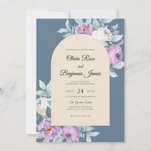Slate Lavender Bloom Wedding Invitation