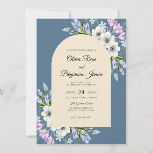 Slate Lilac Wildflower Wedding Invitation