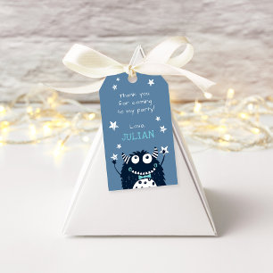 Slate Little Monster Birthday Party Favour Tags