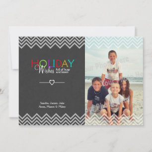 Slate Look Holiday Wishes Photo Greeting Flat Card