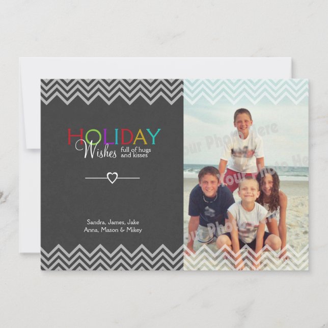 Slate Look Vacances Voeux Photo Greeting Carte Pla (Devant)