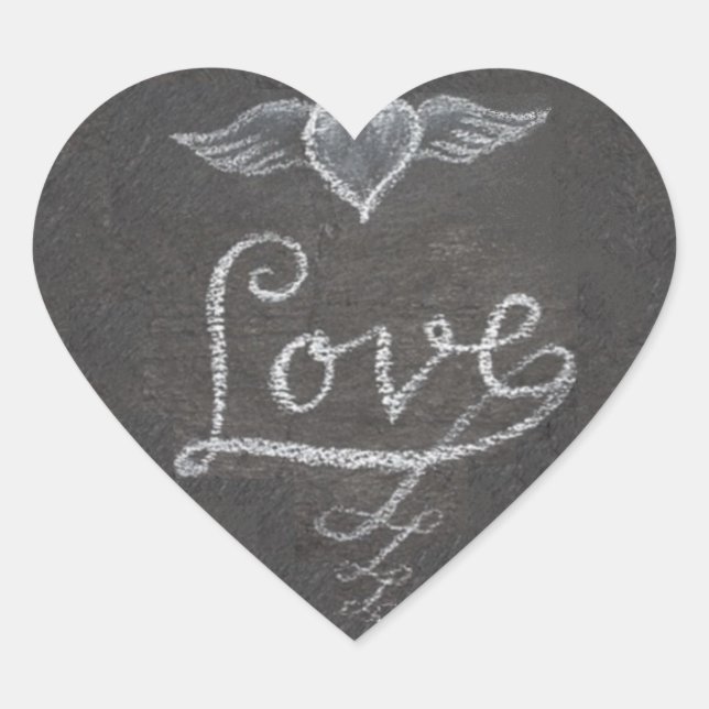 Slate Love in Chalk Heart Heart Sticker (Front)