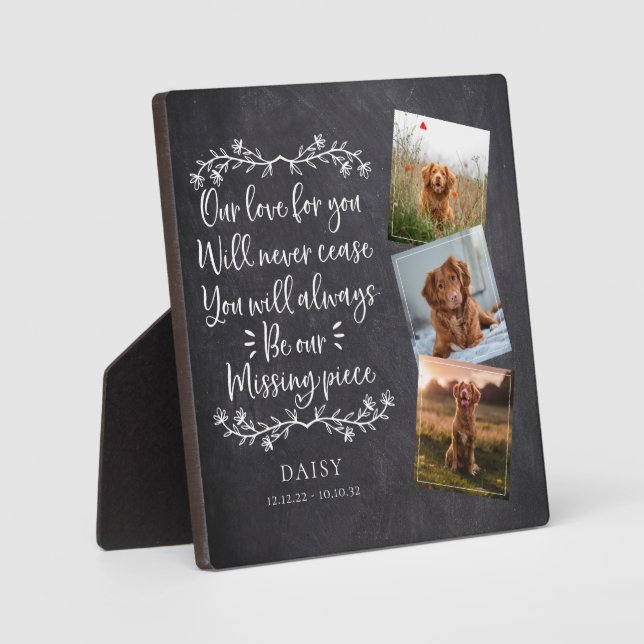 Slate Missing Piece Photo Collage Pet Memorial Plaque (Front)