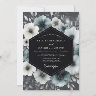 Slate Moody Anemone Wedding Invitation
