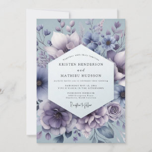 Slate Mystic Bloom Wedding Invitation