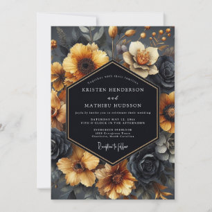 Slate Ochre Baroque Wedding Invitation
