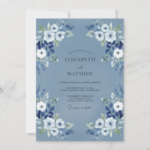 Slate Periwinkle Anemone Wedding Invitation