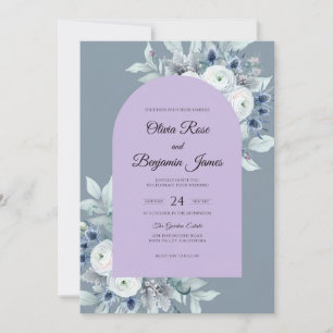 Slate Periwinkle Bloom Wedding Invitation