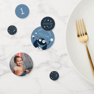 Slate   Personalized Little Monster Birthday Party Confetti