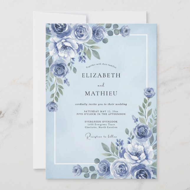 Slate Petal Wedding Invitation (Front)