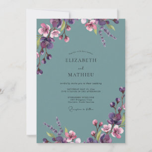Slate Plum Painted Wedding Invitation