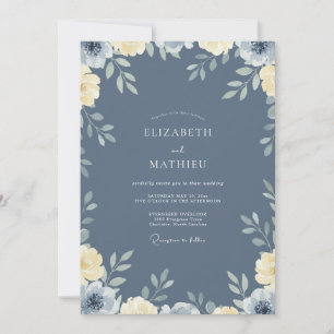 Slate Primrose Painted Wedding Invitation