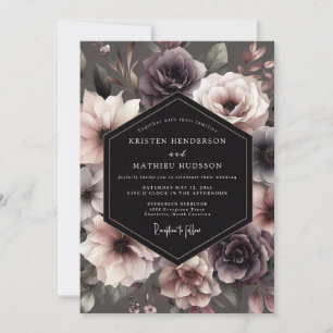 Slate Purple Moody Bloom Wedding Invitation