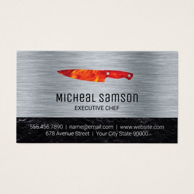 Slate Rock | Fire Knife | Chef | Metallic (Front)