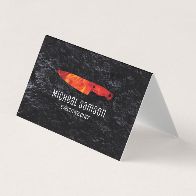 Slate Rock | Fire Knife | Executive Chef Business Card (Front)
