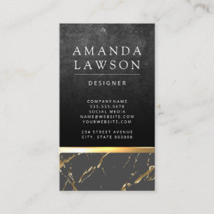 Slate Rock Gold Metallic Trim Gold Marble Business Card