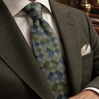 Slate Sage Geometric Argyle Tie