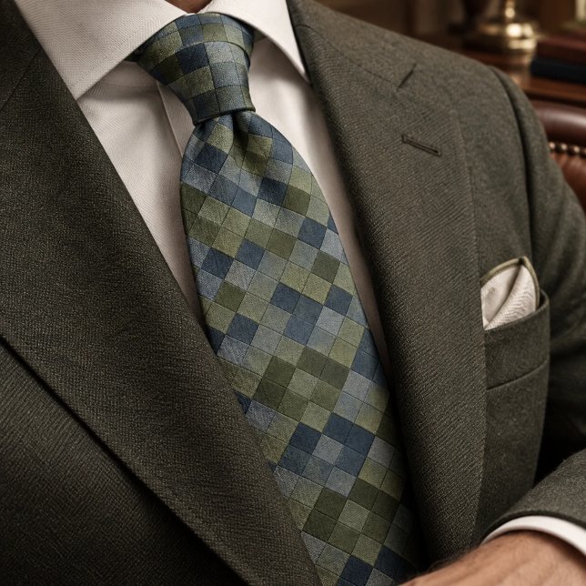 Slate Sage Geometric Argyle Tie (Creator Uploaded)