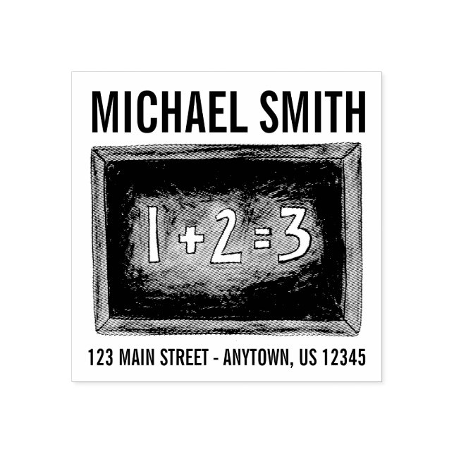 Slate School Chalkboard Math Teacher Class Address Rubber Stamp (Imprint)