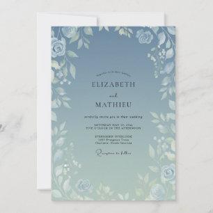 Slate Silver Foliage Eucalyptus Wedding Invitation