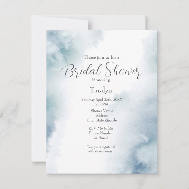 Slate Watercolor Abstract Frame Invitation (Front)