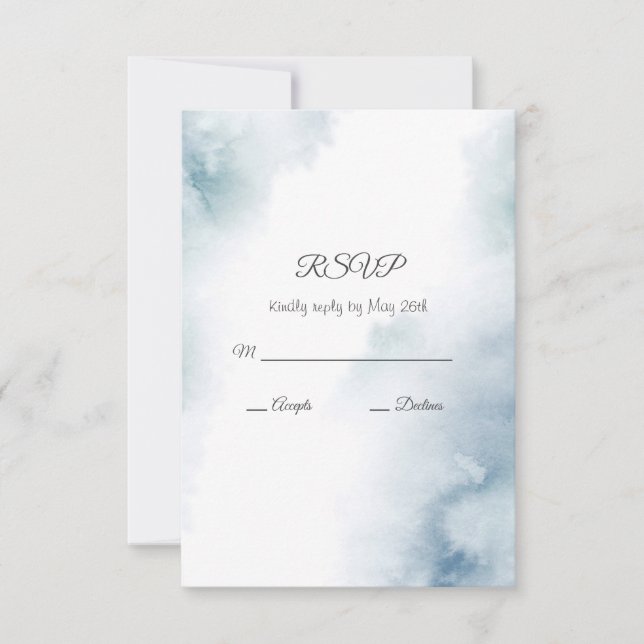 Slate Watercolor Abstract Frame RSVP Card (Front)