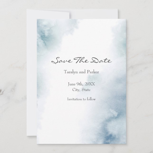 Slate Watercolor Abstract Frame Save The Date (Front)