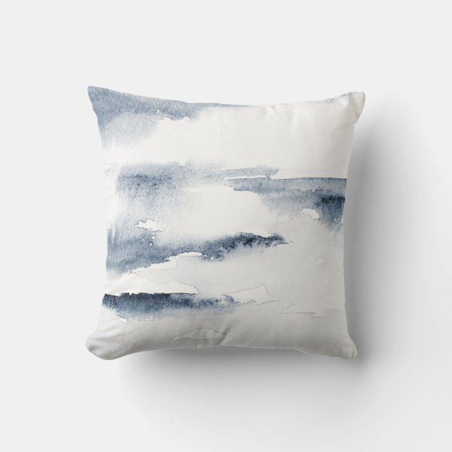 Slate Watercolor Abstract Throw Pillow (Front)