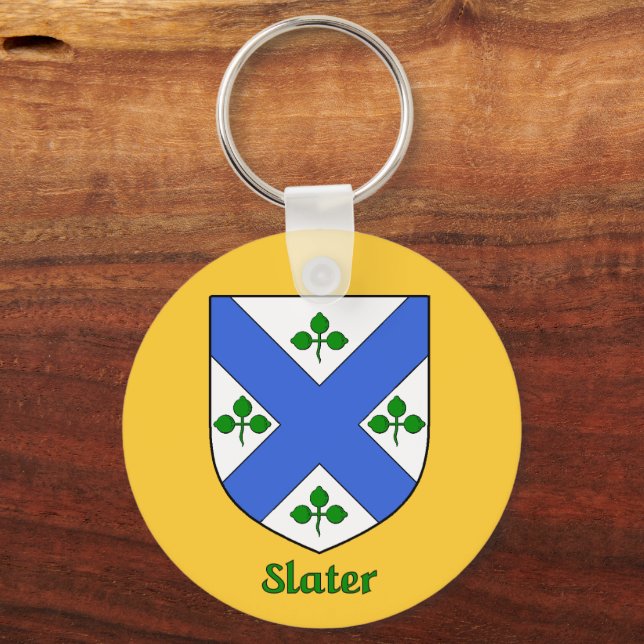 Slater Iriah Surname Family Shield Keychain (Front)