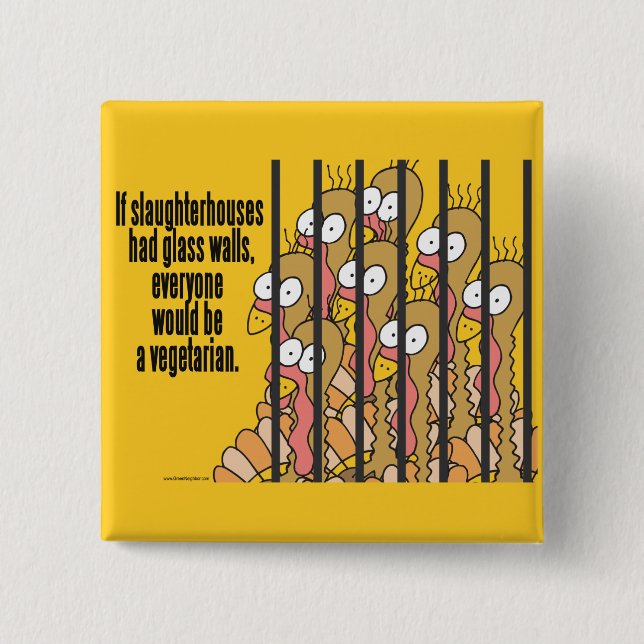 Slaughterhouses - Vegetarian, Vegan 2 Inch Square Button (Front)