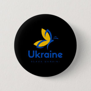 Slava Ukraine Butterfly Ukrainian Flag Blue And Ye 2 Inch Round Button