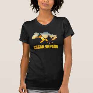 Slava Ukraini, Glory to Ukrain with map of Ukraine T-Shirt