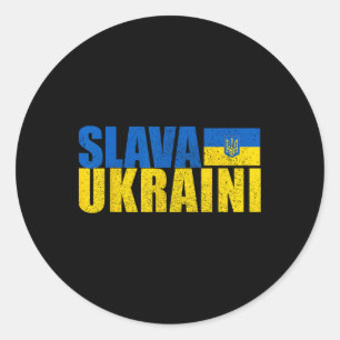 Slava Ukraini Glory To Ukraine 3  Classic Round Sticker