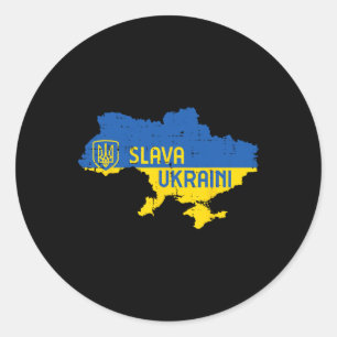 Slava Ukraini Glory To Ukraine Map Ukrainian Men W Classic Round Sticker