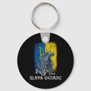 Slava Ukraini Glory To Ukraine Pro Ukraine Trident Keychain