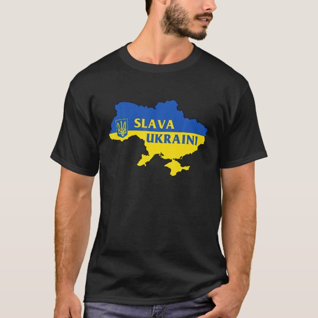 Slava Ukraini Glory To Ukraine Support Ukrainian F T-Shirt (Front)