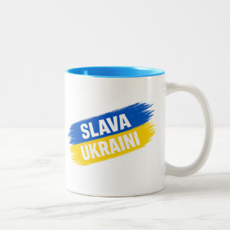 Slava Ukraini, Glory to Ukraine  Two-Tone Coffee M Mug
