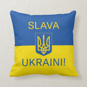 Slava Ukraini glory Ukraine war peace symbol patri Throw Pillow