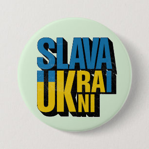Slava Ukraini Graphic, Ukrainian Pride Design 3 Inch Round Button