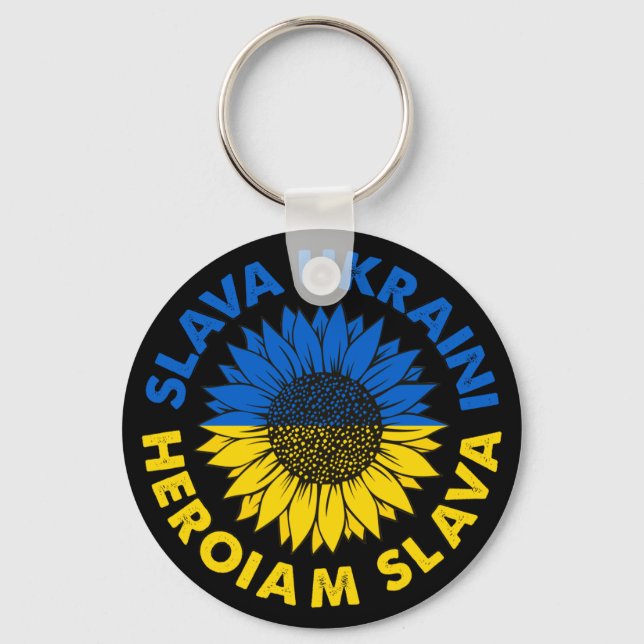 Slava Ukraini Heroiam slava sunflower Ukraine flag Keychain (Front)