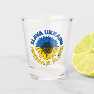 Slava Ukraini Heroiam slava sunflower Ukraine  Shot Glass