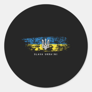 Slava Ukraini Shirt Ukrainian Flag Ukraine Tryzub Classic Round Sticker