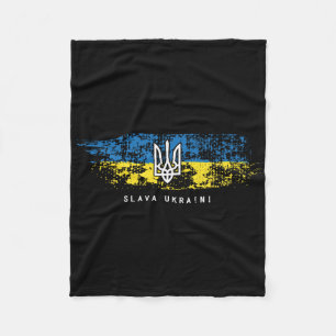 Slava Ukraini Shirt Ukrainian Flag Ukraine Tryzub Fleece Blanket