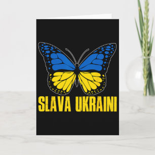 Slava Ukraini Support Ukraine Retro Ukrainian Flag Card