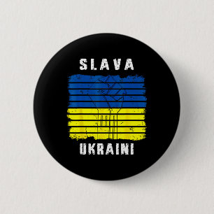 Slava Ukraini Support Ukraine Vintage Ukrainian Fl 2 Inch Round Button