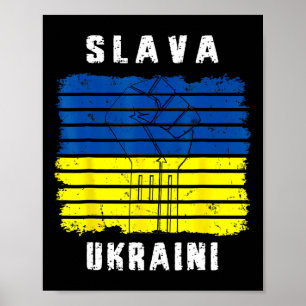 Slava Ukraini Support Ukraine Vintage Ukrainian Fl Poster