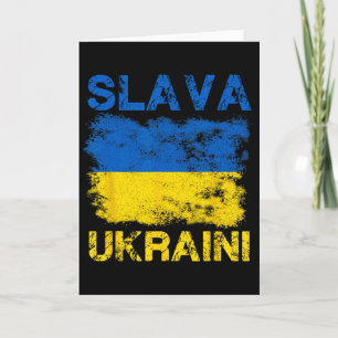 Slava Ukraini Ukraine Flag Colors Distressed Retro Card