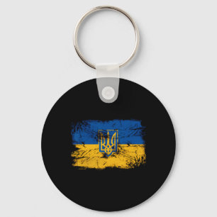 Slava Ukraini Ukraine Flag Colors Distressed Retro Keychain
